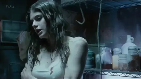 Alexandra Daddario tries to expose titties in different situations in feature movies