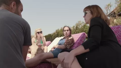 Lady Gaga dares to give outdoor interview with naked tits in Gaga five Foot two (2017)